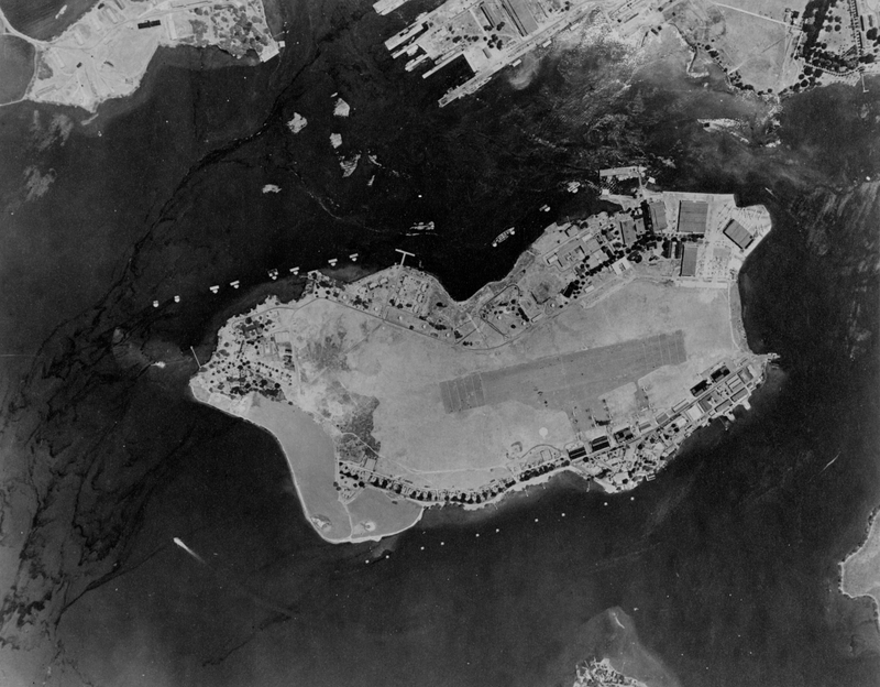 Ford Island, Pearl Harbor Hawaii... top right is the Langley